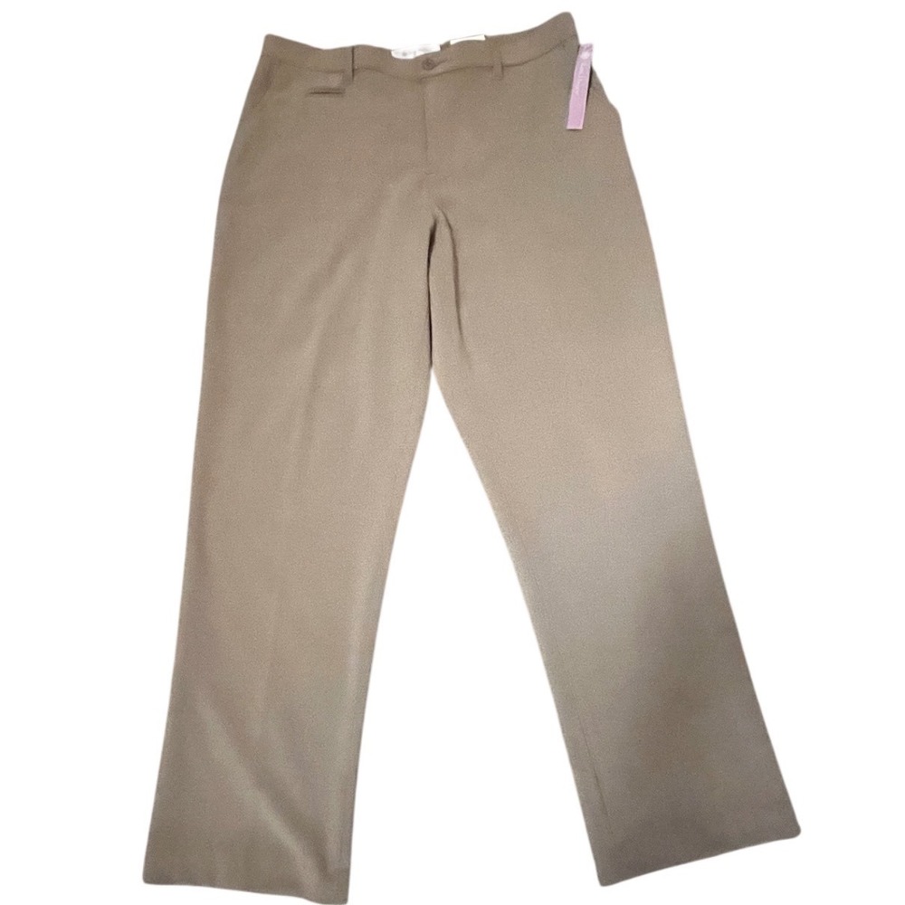 Rose Haggar Women Taupe Dress Pants 14P Petite Straight Leg Stretch Workwear NWT